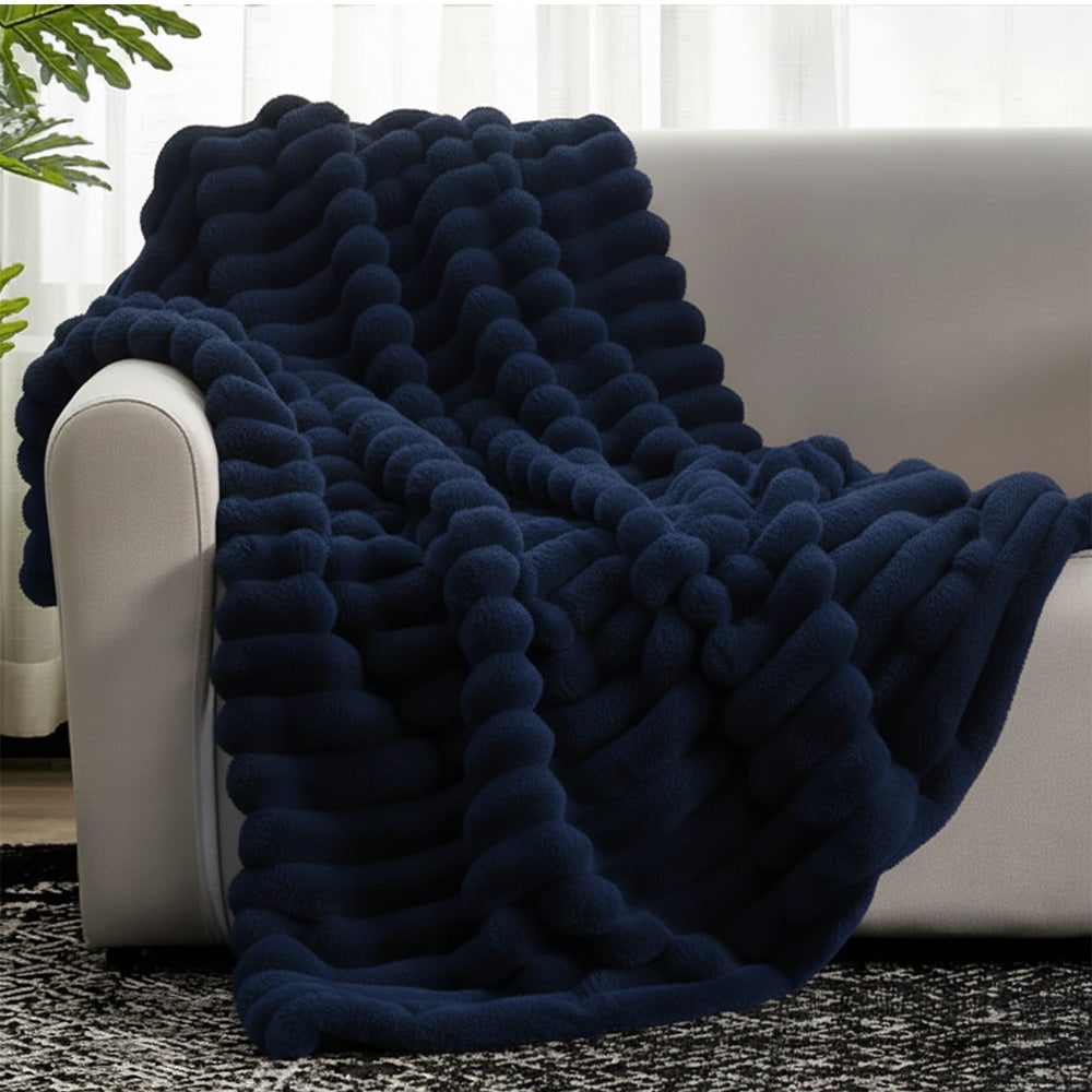 Cobija piel de conejo Textura piña DOBLE