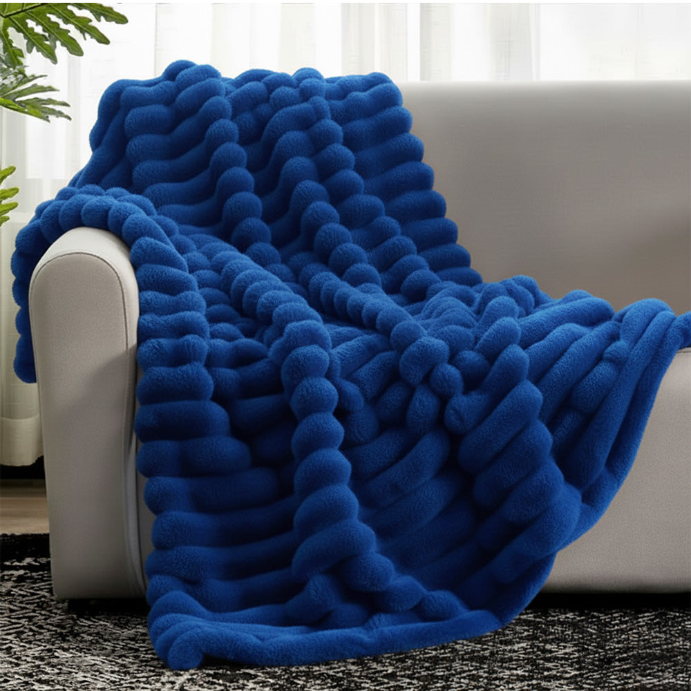 Cobija piel de conejo Textura piña DOBLE