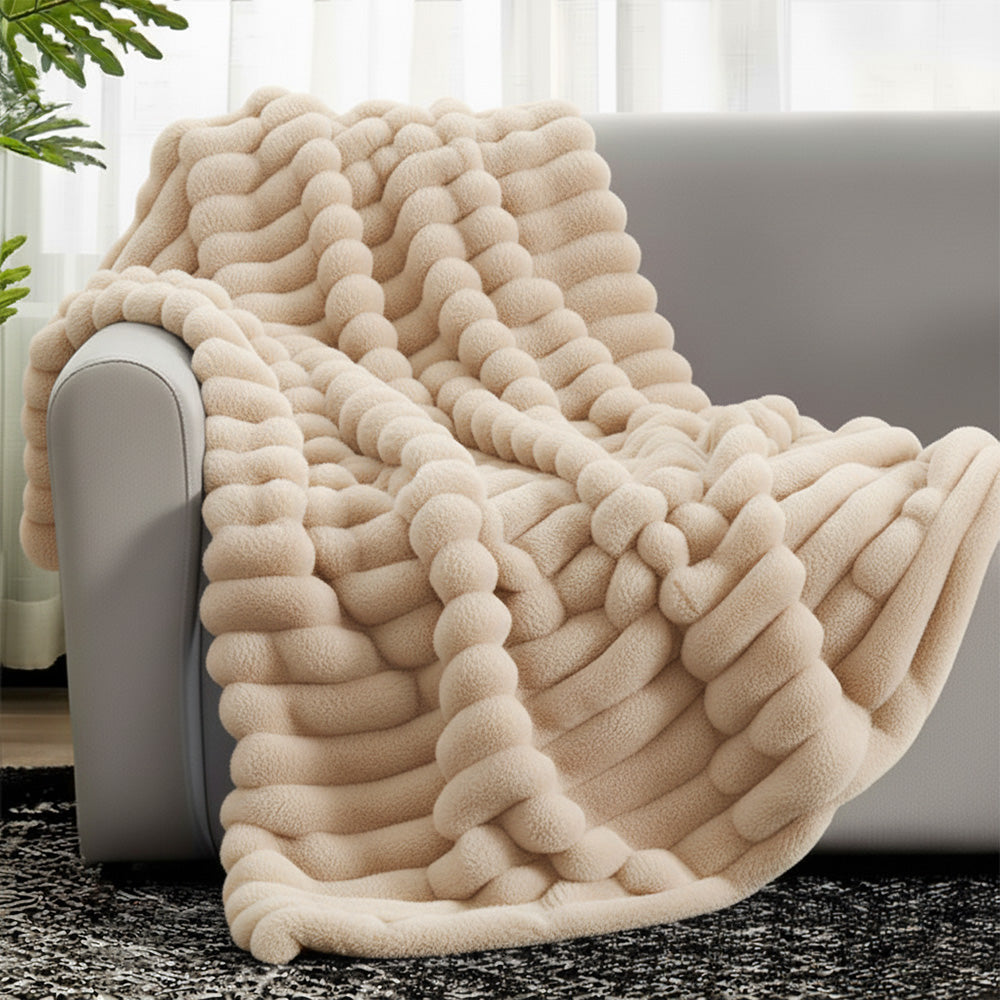 Cobija piel de conejo Textura piña DOBLE