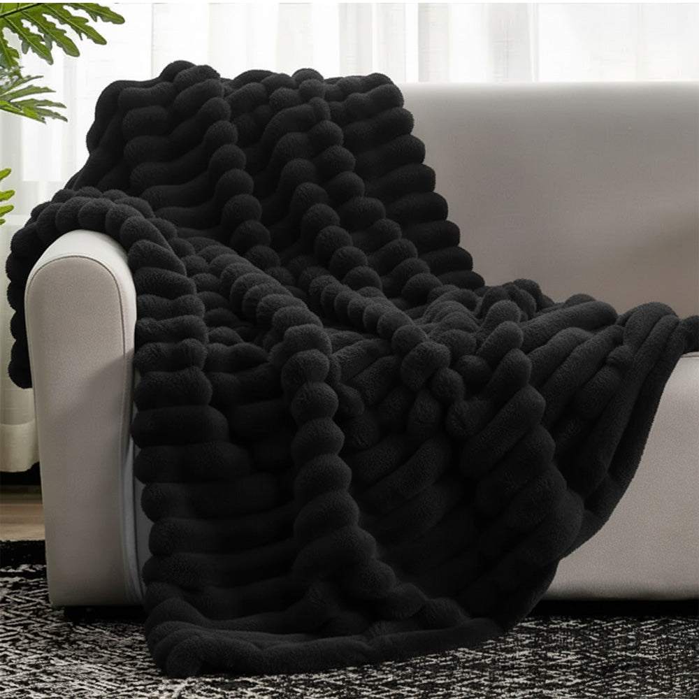 Cobija piel de conejo Textura piña DOBLE