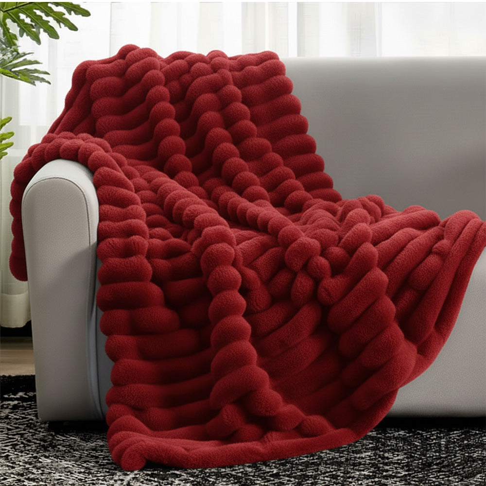 Cobija piel de conejo Textura piña DOBLE