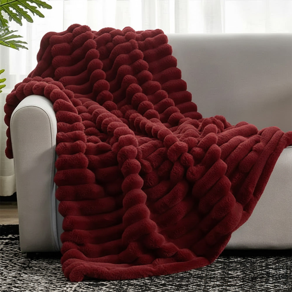 Cobija piel de conejo Textura piña DOBLE